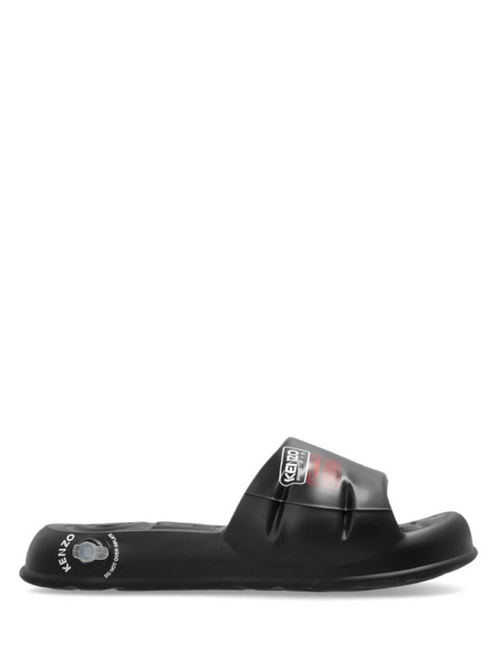 Kenzo Shoes - Kenzo Unisex Black Rubber Slide Sandals with Logo Accent
